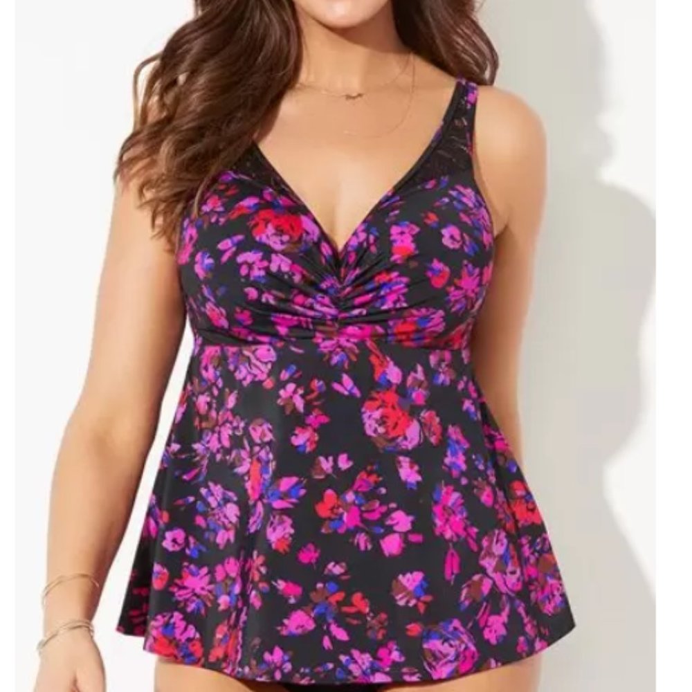 Nwt Bra Size 42G Underwire Tankini Crochet Trim Swimsuits For All